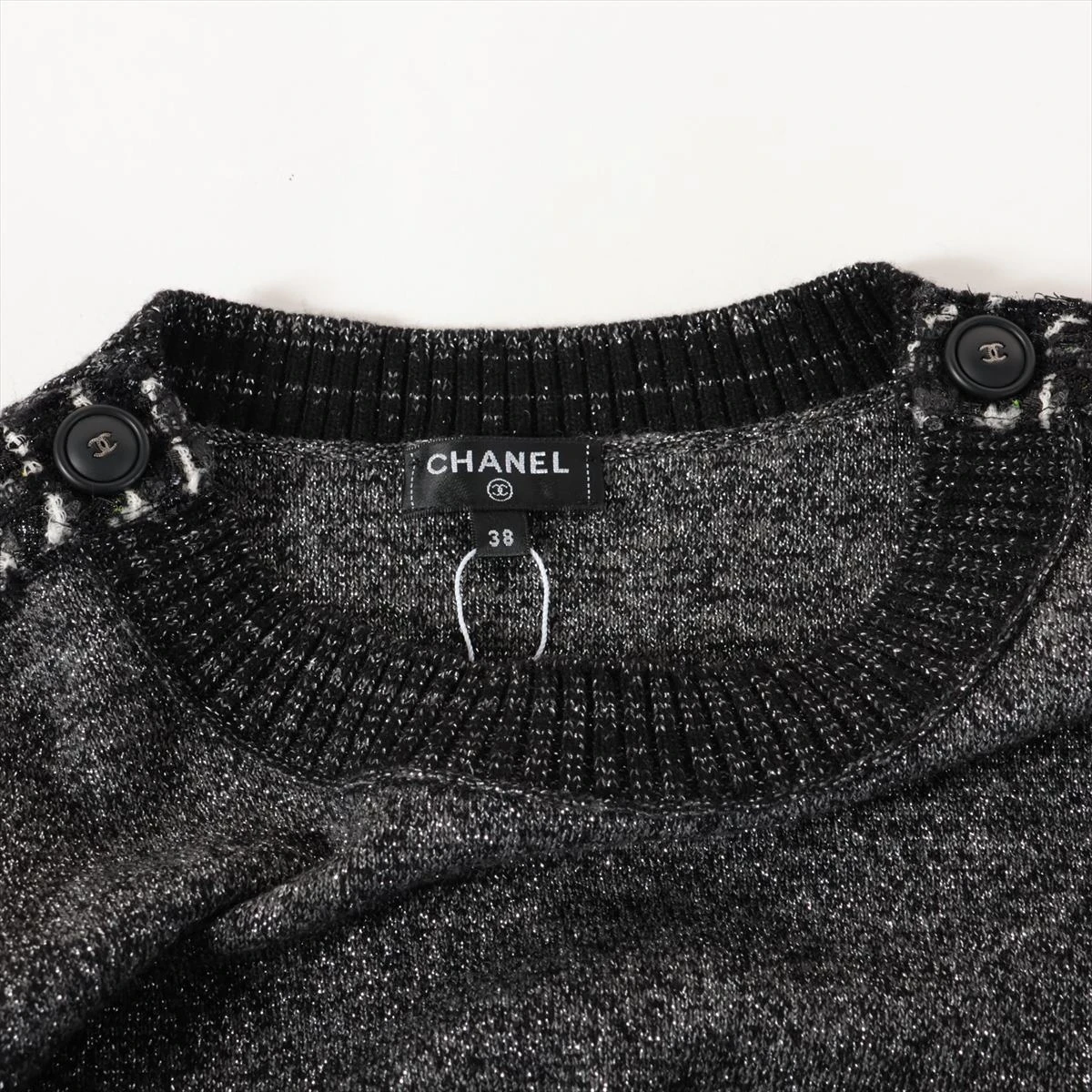 CHANEL★シャネルワンピース38★COCOボタン★ツイードニット CHANEL☆シャネルワンピース38☆COCOボタン☆ツイードニット