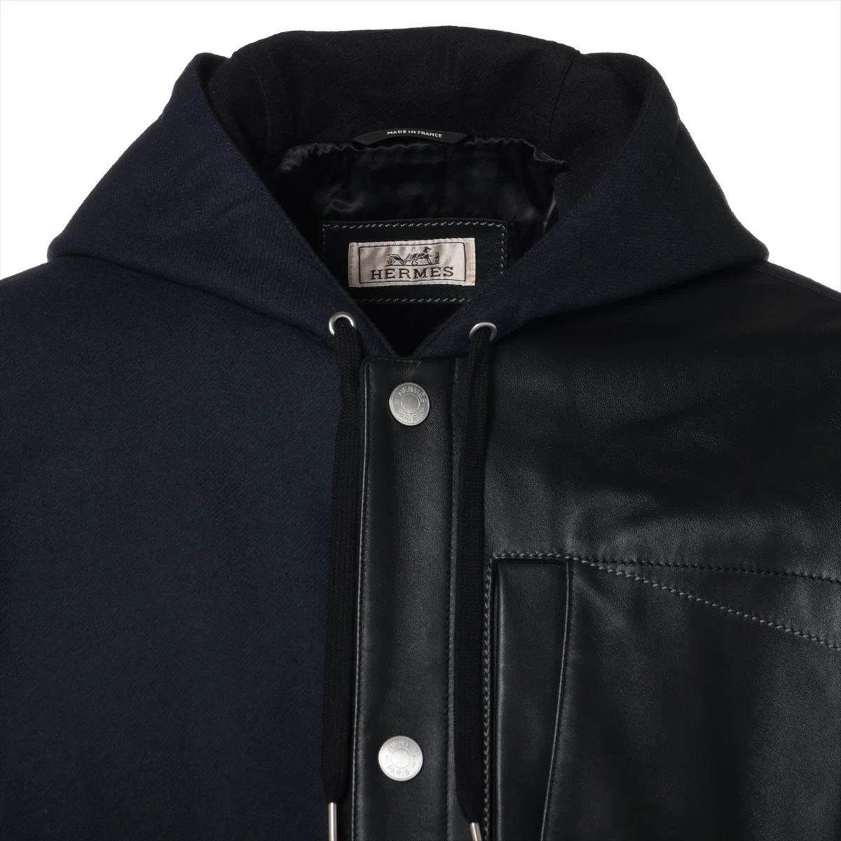 エルメス カシミヤ ジャケット 36 ブラック エルメス セリエ 20年 カシミヤ×レザー ジャケット 36 メンズ
