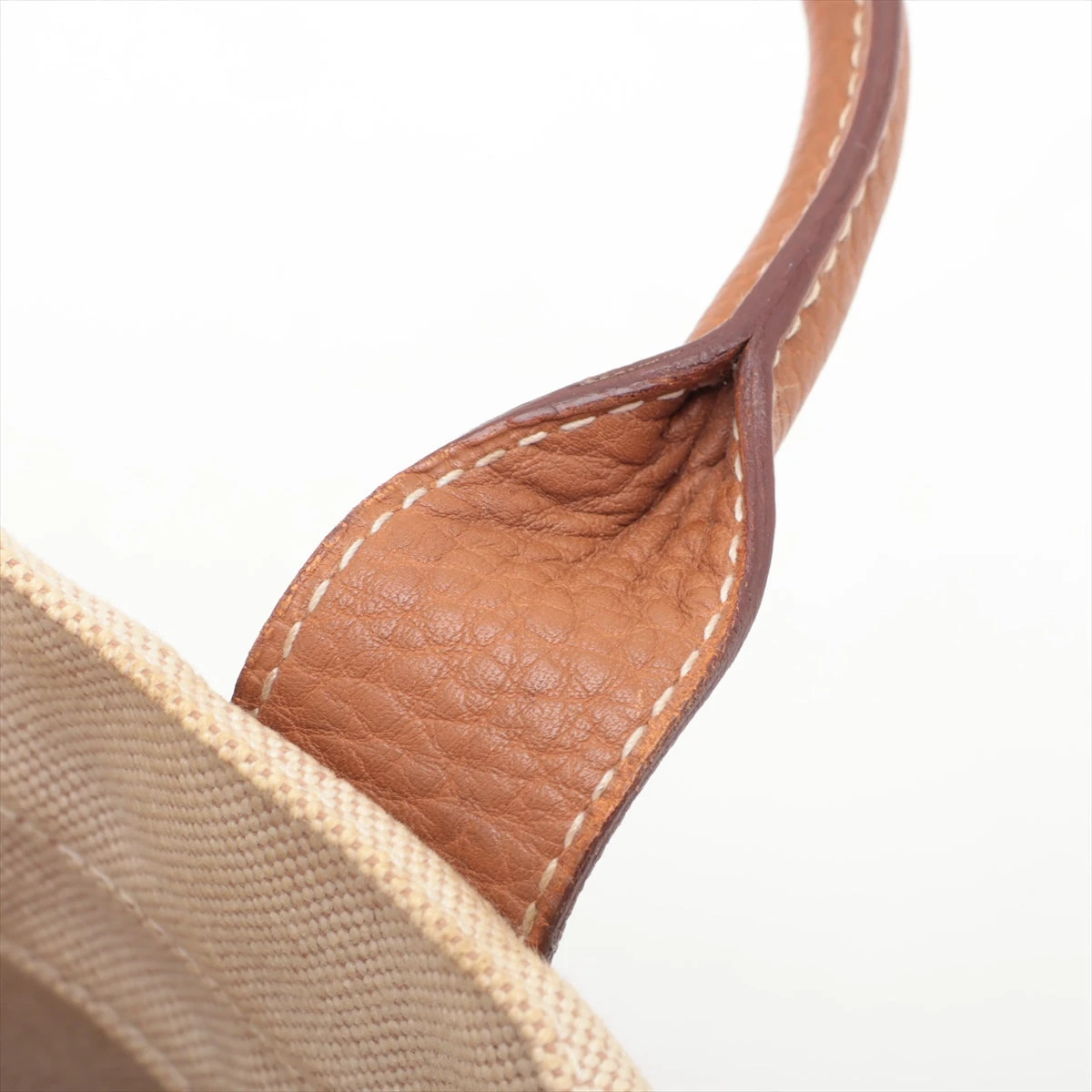 エルメス サックアーネPM トワルアッシュ×レザー ベージュ シルバー