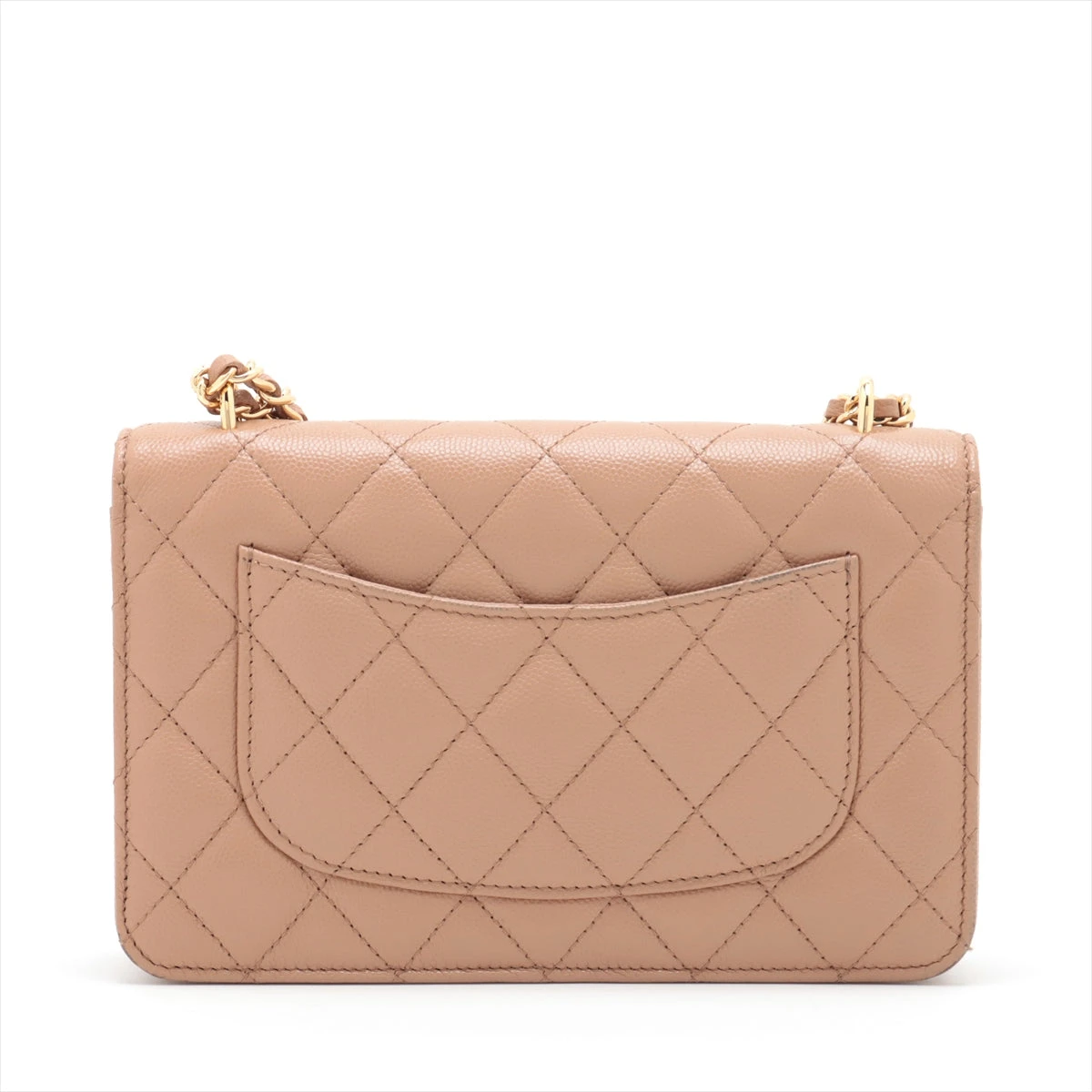 シャネル キャビアスキン ミラー ブラウン CHANEL シャネル マトラッセ ラウンドファスナー長財布 キャビア