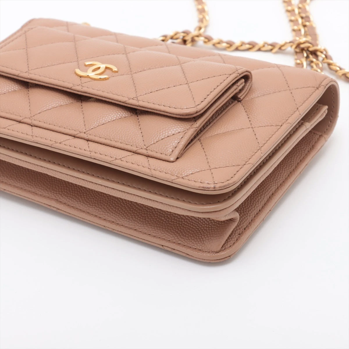 【超極美品】CHANEL ジップアラウンドウォレット　キャビアスキン　マトラッセ シャネル マトラッセ キャビアスキン チェーンウォレット