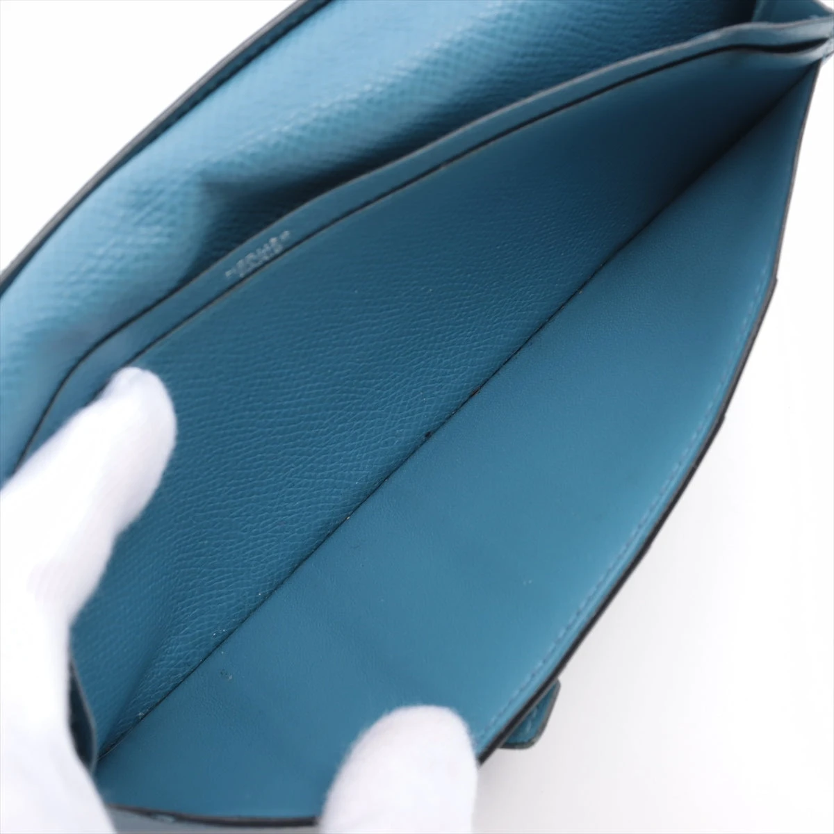 エルメス ベアンスフレ ヴォーエプソン 財布 ブルー シルバー