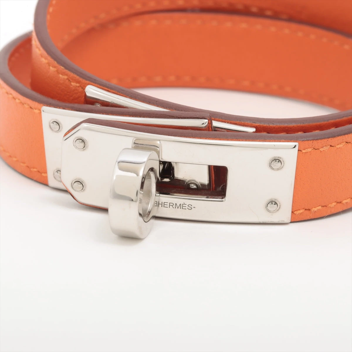極美品 エルメス ケリー  ドゥブルトゥール  ブレスレット オレンジ レッド 極美品 エルメス ケリー ドゥブルトゥール ブレスレット
