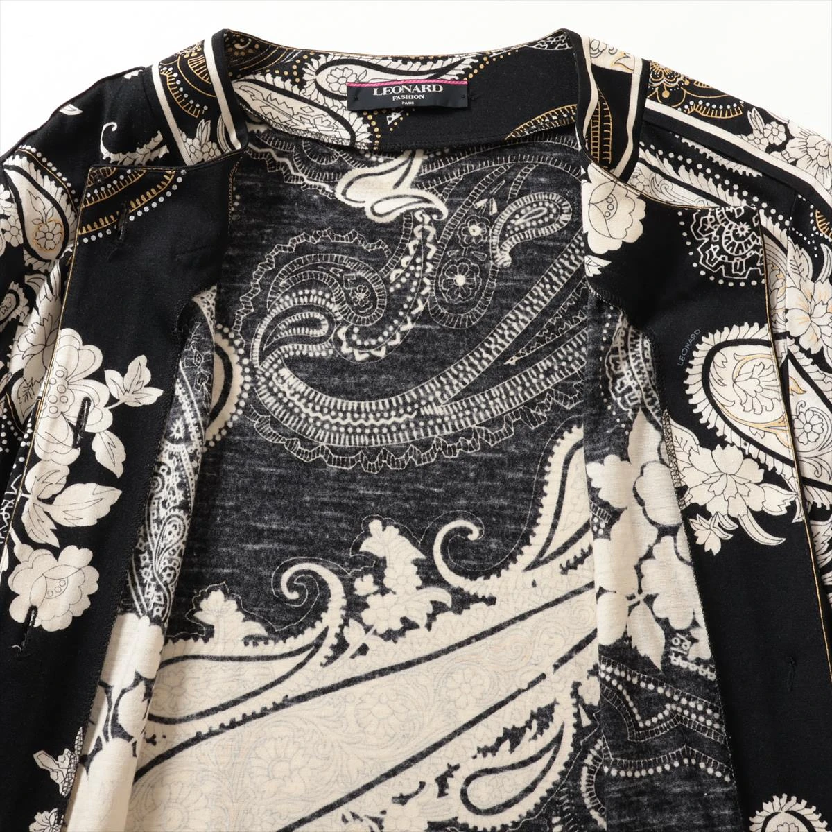レオナールファッション ウール×シルク カーディガン L