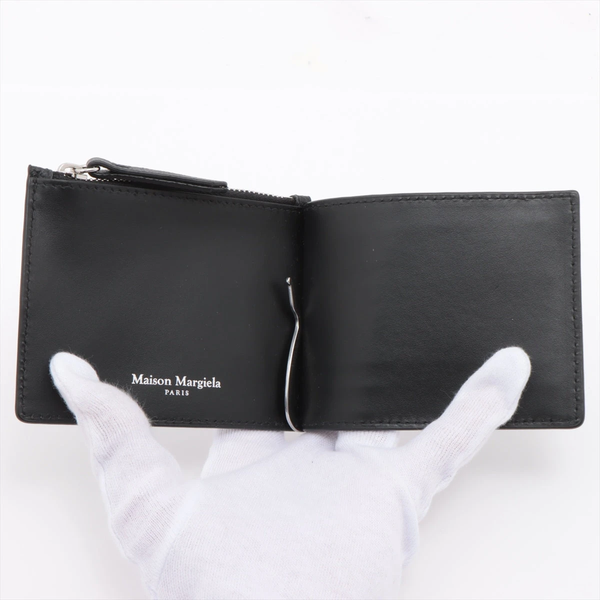 Margiela メゾン マルジェラ  4ステッチ レザー マネークリップ 黒 Maison Margiela - 4ステッチ マネークリップ ウォレット