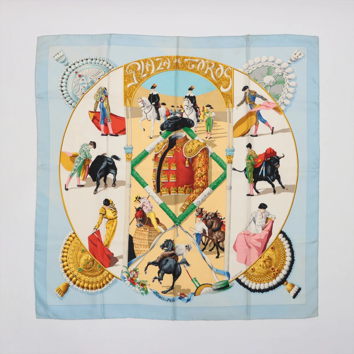 エルメス HERMES スカーフ カレ90 PLAZA DE TOROS 闘牛場 HERMES エルメス スカーフ カレ90 PLAZA DE TOROS 闘牛場 シルク