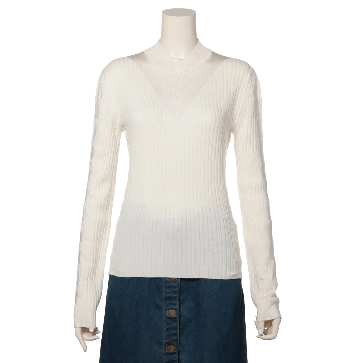 ■ □44557★エルメス ナウサシェーヌ シルク ニット カットソー ブラウス エルメス 23AW カシミヤ×コットン×シルク ニット 36 レディース