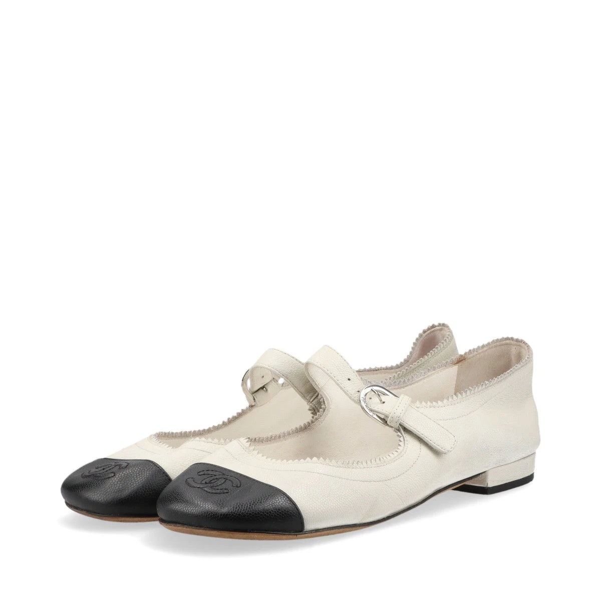 シャネル ココマーク レザー フラットパンプス 38 レディース ブラック