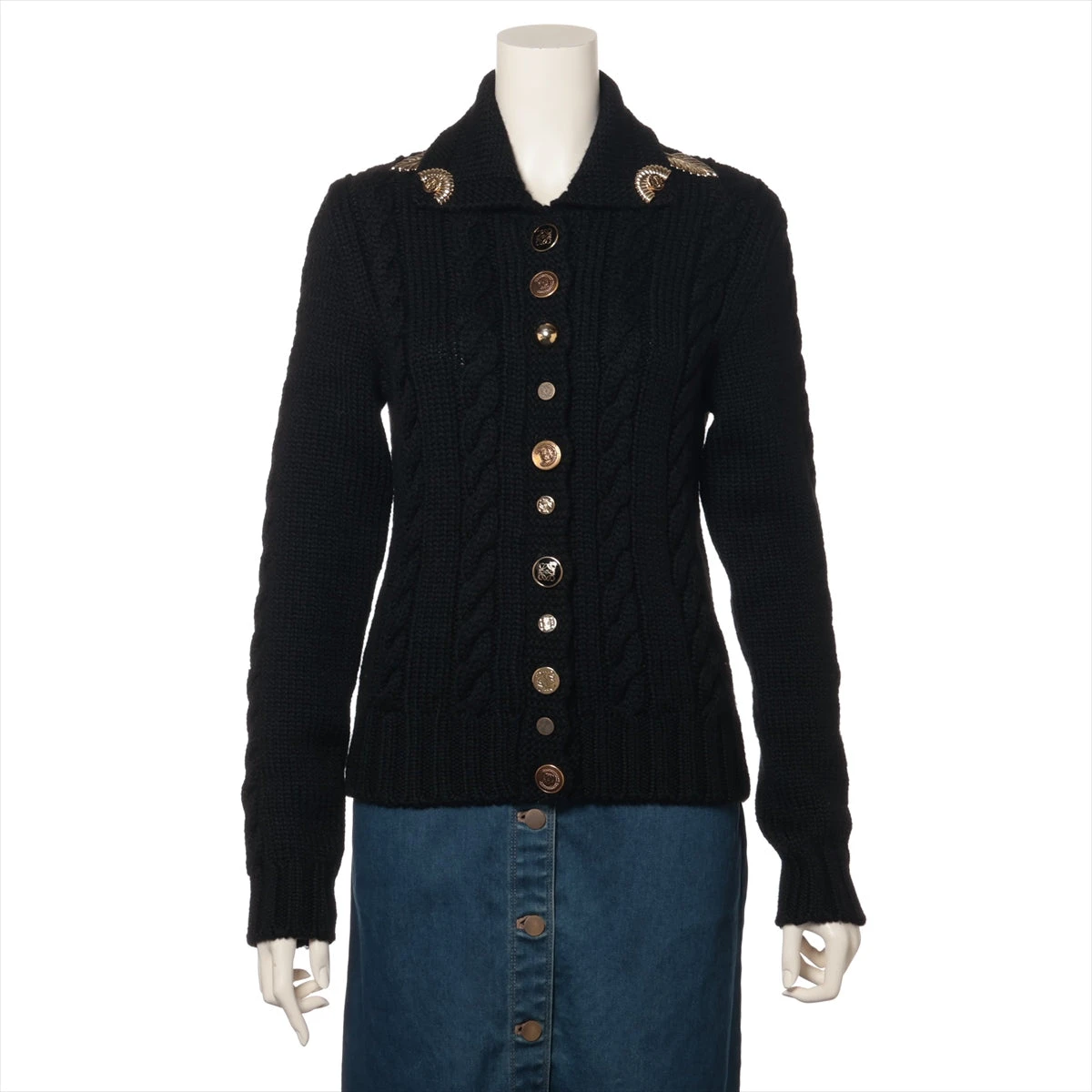 ロエベ アナグラム ウール カーディガン S レディース ブラック