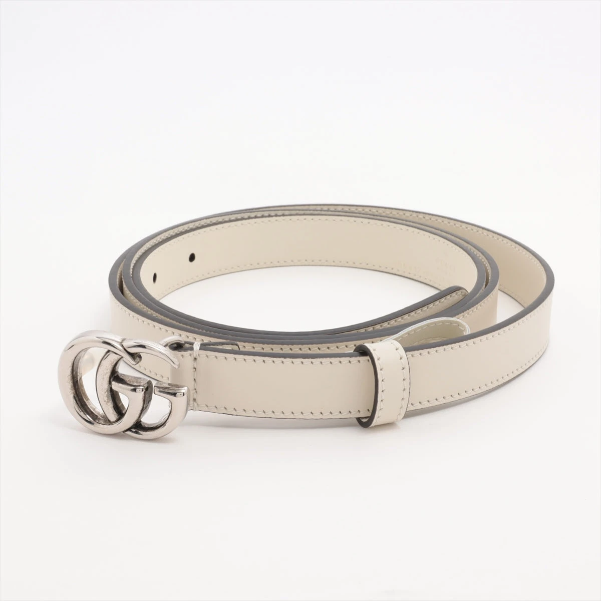 【セール】グッチ☆GGマーモントキャンバス＆レザーベルト409417 グッチ 409417 GGマーモント ベルト 120/48 レザー ホワイト