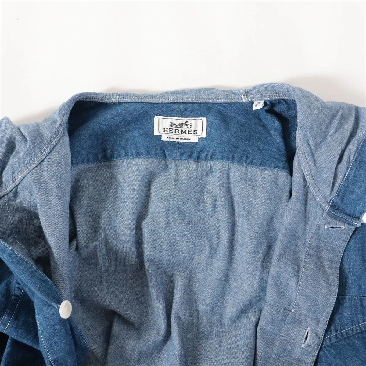 エルメス セリエ 23SS コットン デニムシャツ 39 メンズ ブルー 31