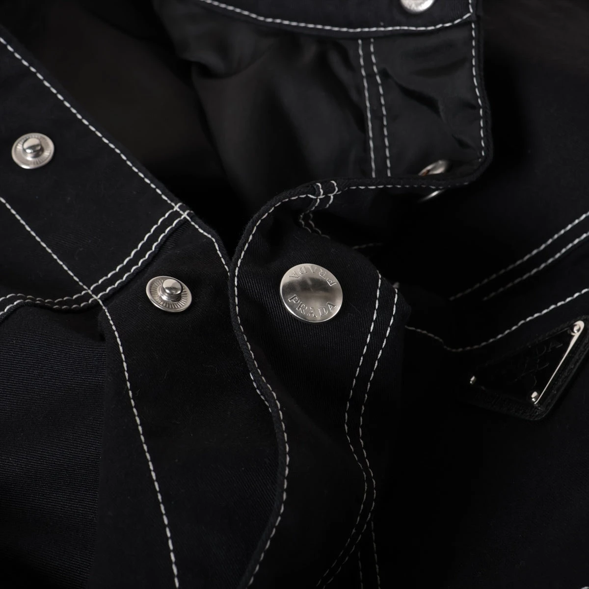 プラダ 23AW コットン×ポリウレタン シャツ S メンズ ブラック SC696