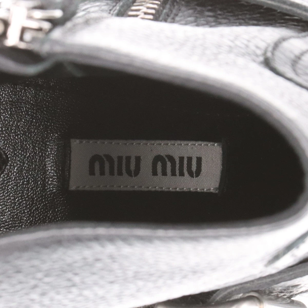 ミュウミュウ レザー ブーツ 38 レディース ブラック スタッズ