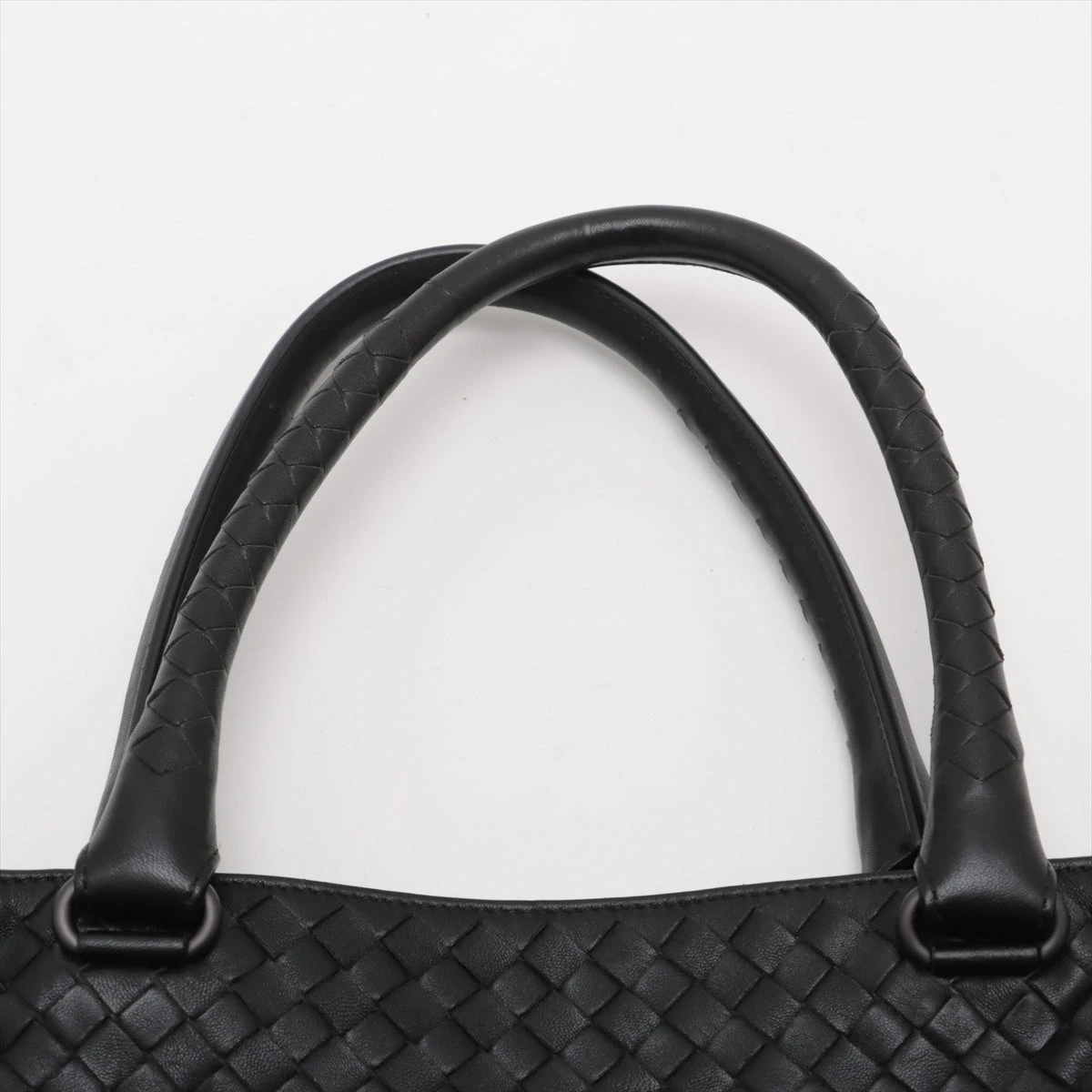 良品✨ボッテガヴェネタ イントレチャート レザー 編み込み ハンドバッグ 黒 ボッテガヴェネタ イントレチャート レザー トートバッグ
