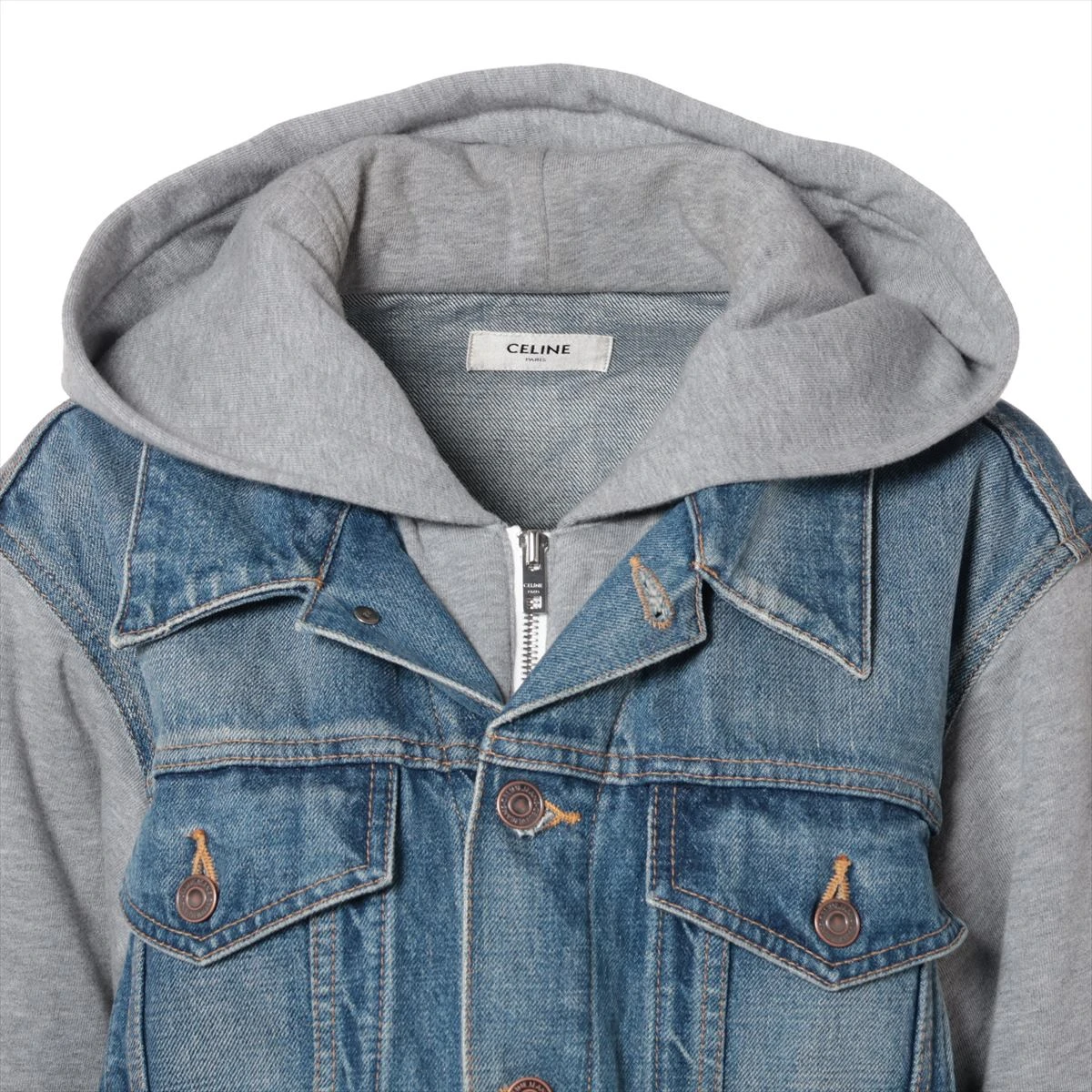 セリーヌ コットン デニムジャケット M レディース ブルー×グレー