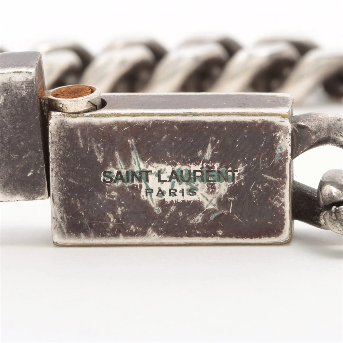 美品　サンローランパリ　ウエスタン　カサンドラ　ロゴ　シルバー 美品 Yves Saint-Laurent シルバーサンドラロゴ ネックレス（極