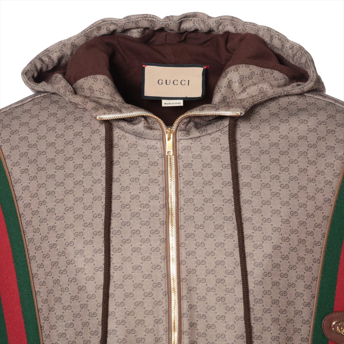 グッチ GG コットン×ポリエステル パーカー M メンズ ベージュ×ブラウン 655153 シェリーライン ブランドタグのホツレ有 バーバリー パーカー 12y 総柄 ジャケット グッチ コットン