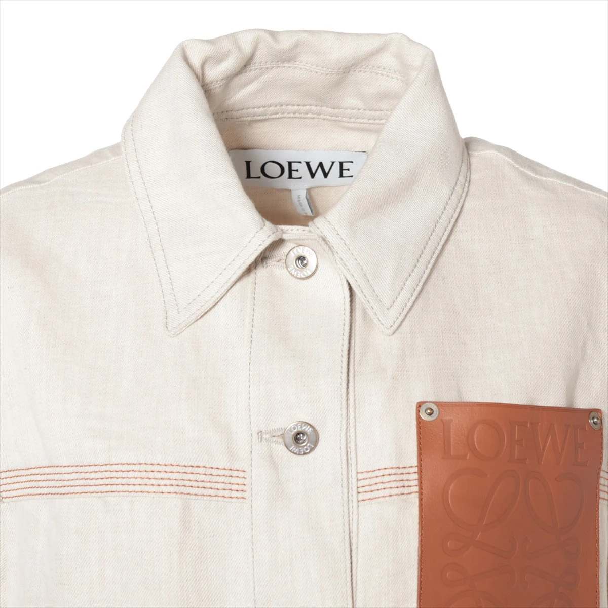 ロエベ アナグラム コットン×リネン デニムジャケット 32 レディース