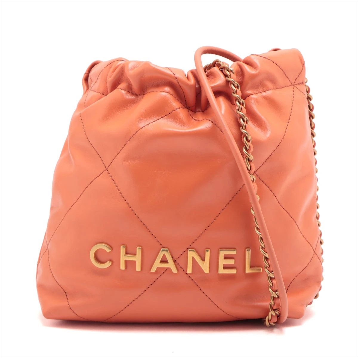 CHANEL オレンジ ショルダーバッグ 中古・古着通販】CHANEL (シャネル) Wフラップチェーンショルダー