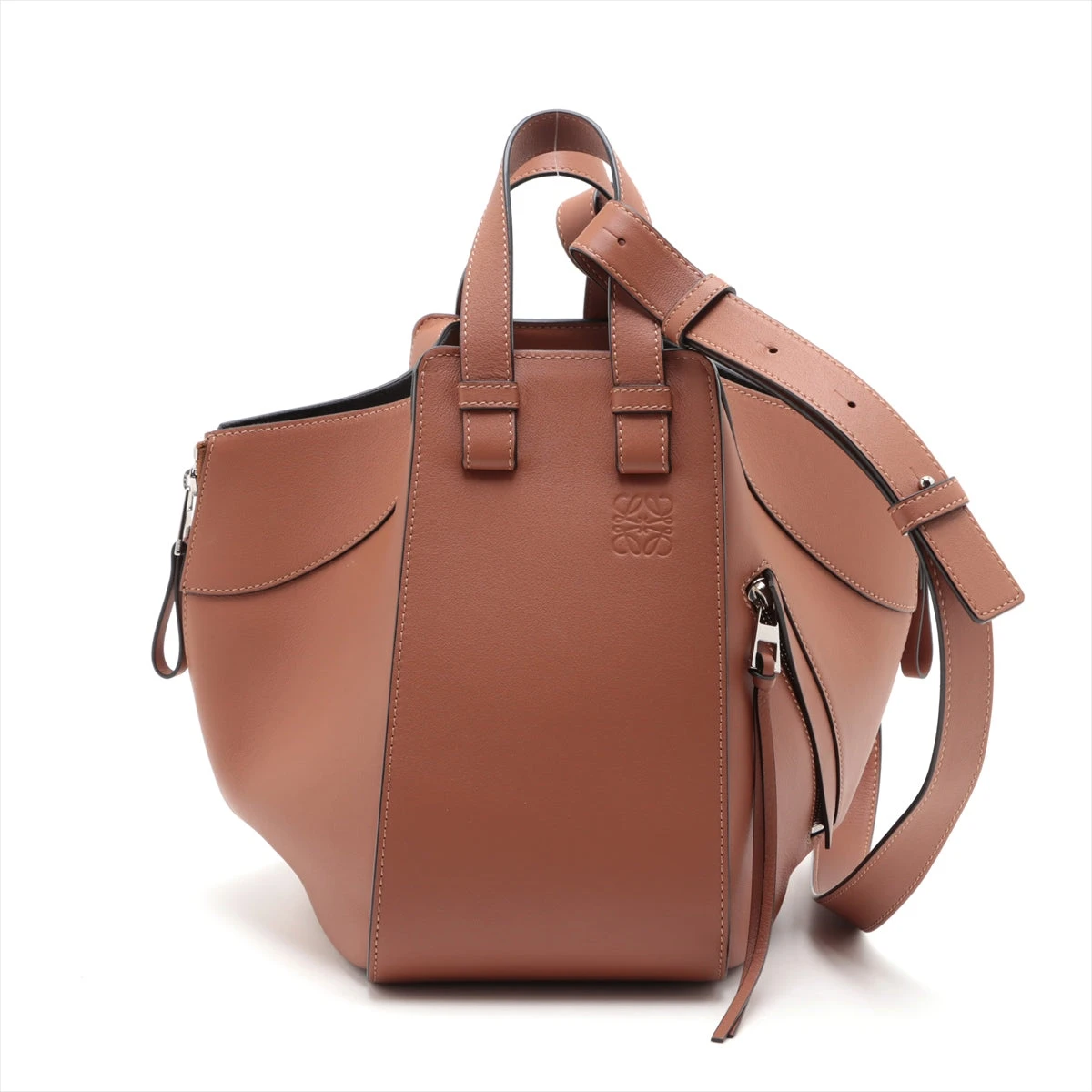 LOEWE ハンモック　スモール　2way ブラウン　レザー　ハンドバッグ ロエベ ハンモック スモール レザー 2WAYハンドバッグ ブラウン