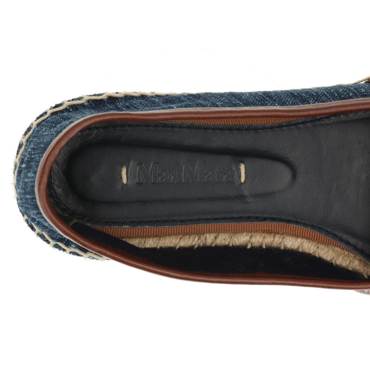 らむね73 マックスマーラ デニム×レザー エスパドリーユ 37 レディース