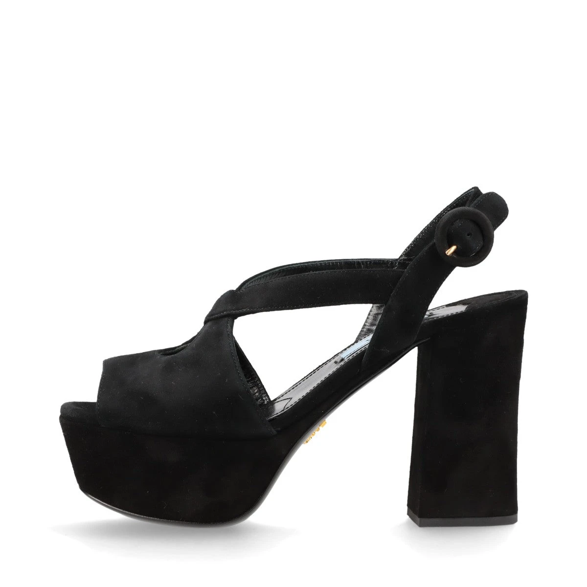 プラダ スエード サンダル 36 レディース ブラック 厚底 ストラップ  