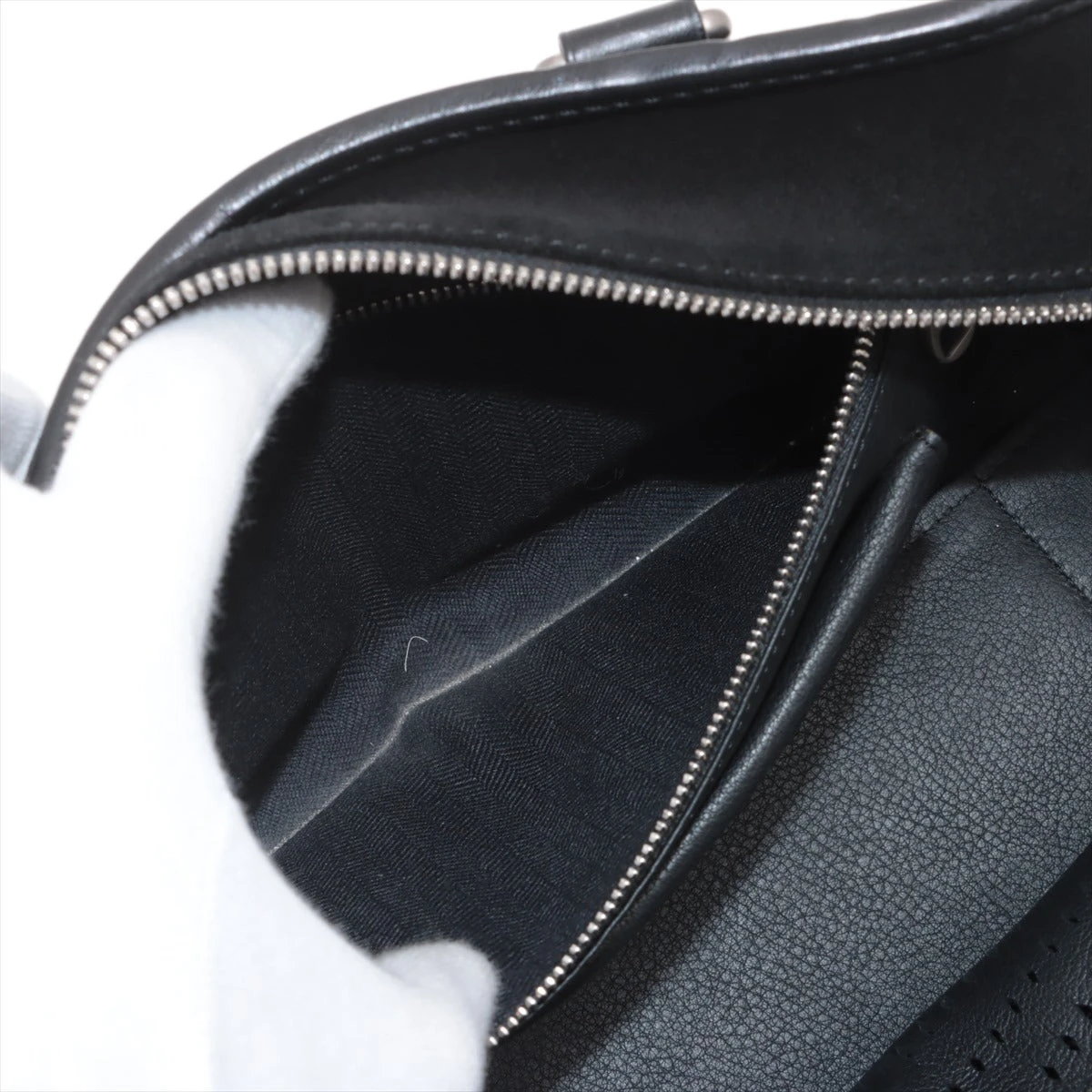 ロエベ アマソナ28 レザー×スエード ハンドバッグ ブラック A3116183