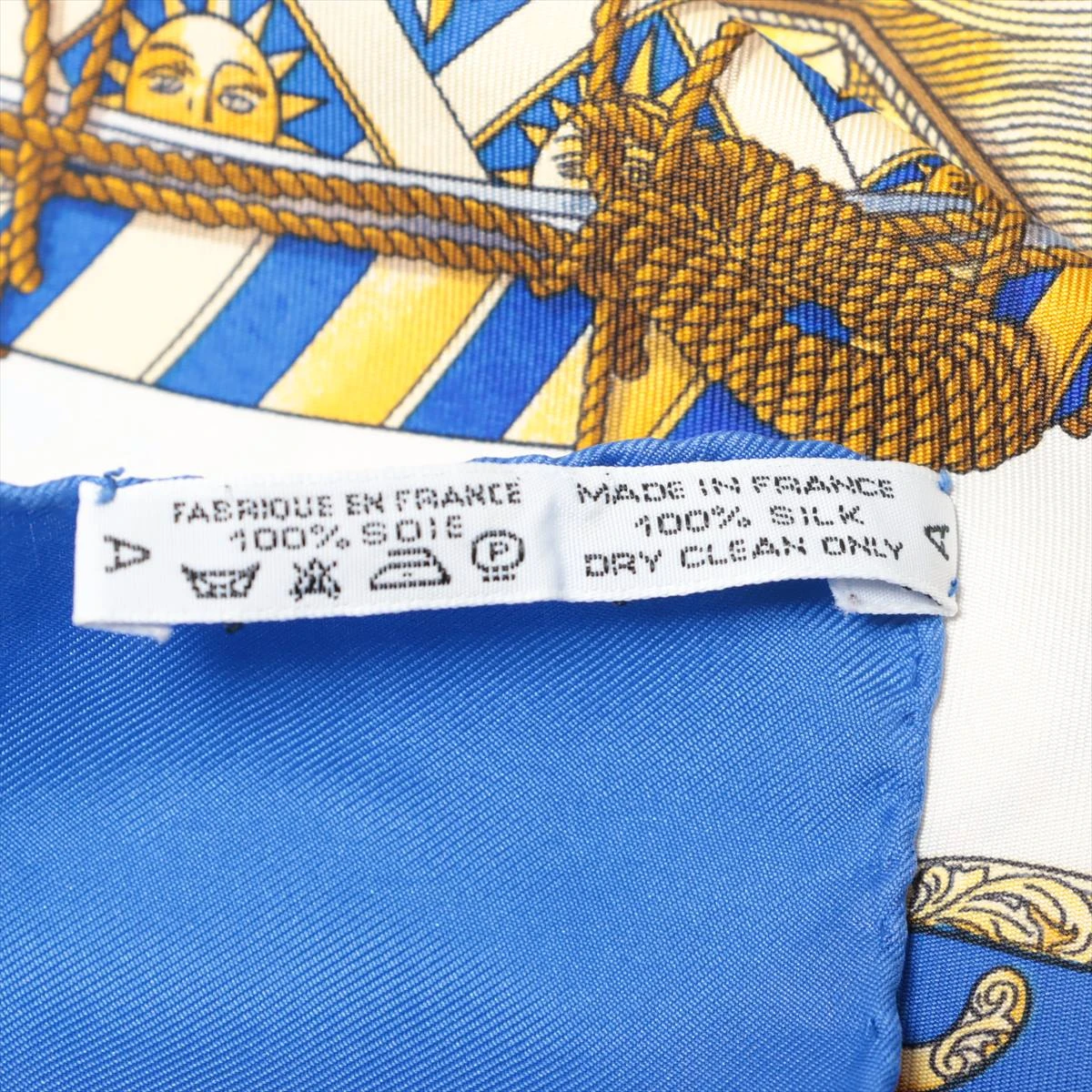 良品 エルメス カレ90 LES TAMBOURS タンブールの太鼓 ブルー エルメス カレ90 LES TAMBOURS タンブールの太鼓 スカーフ