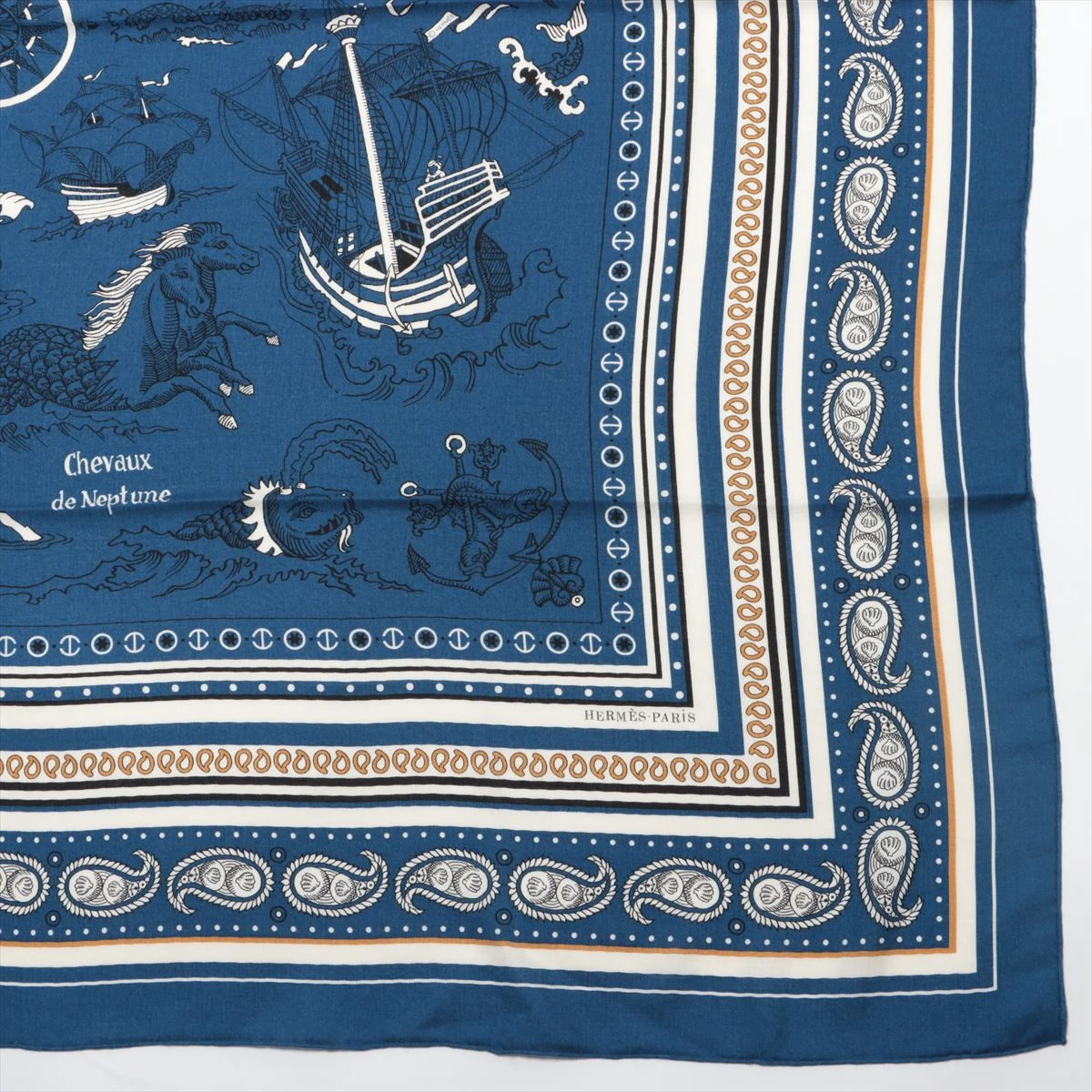 新品　エルメス　船乗りのタトゥー　カシシル　カレジェアン　カシミヤシルク エルメス カシシル カレジェアン カシミアシルク 船乗りの