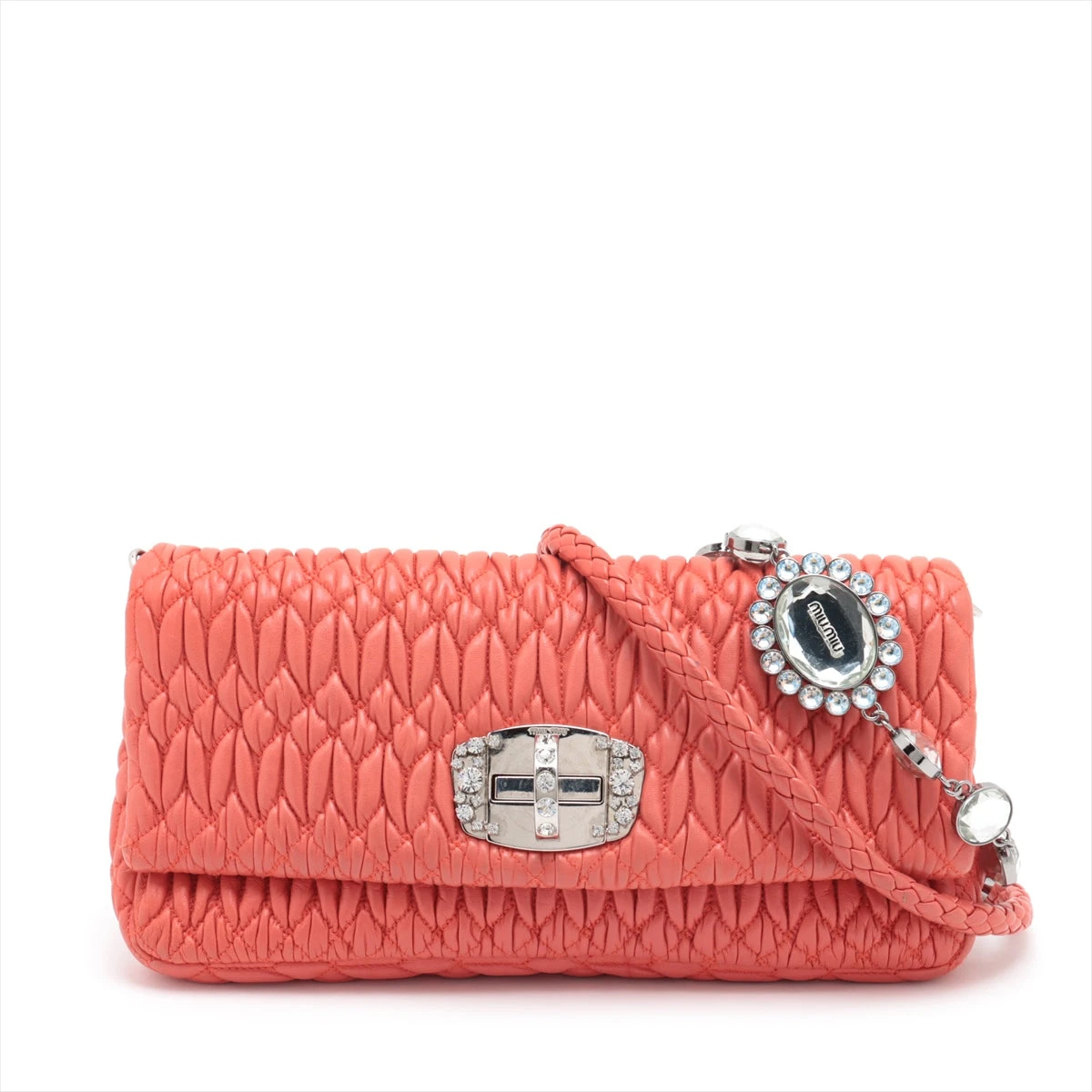 miumiu マトラッセ　ナッパクリスタル　ピンク 美品 MIUMIU マテラッセ ナッパクリスタル ピンク 2way ナッパ