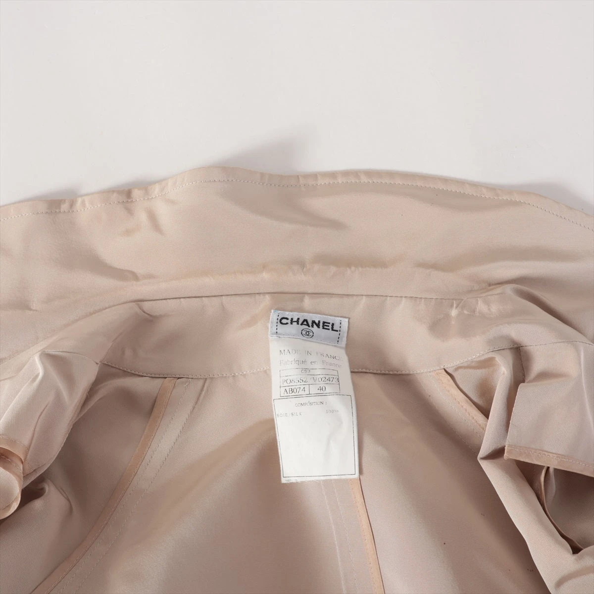 シャネル ココボタン C97 シルク ステンカラーコート 40 レディース