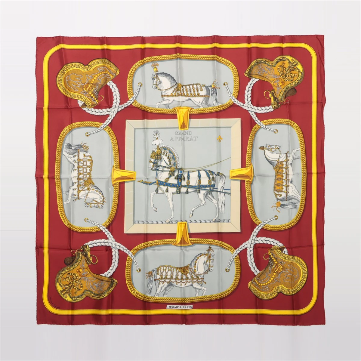 「美品」HERMES エルメス　GRAND APPARAT 盛装の馬　スカーフ HERMES エルメス カレ90 GRAND APPARAT 盛装の馬 スカーフ