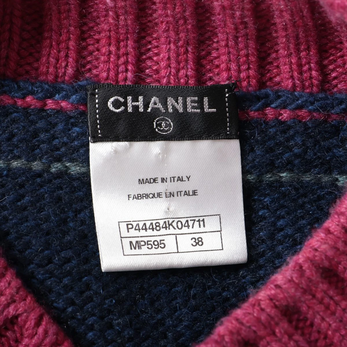CHANEL シャネル　ロゴプレート　カシミヤ　シルク　ニット　パープル　L CHANEL 【超美品】シャネル ココマーク ハーフジップ ニット