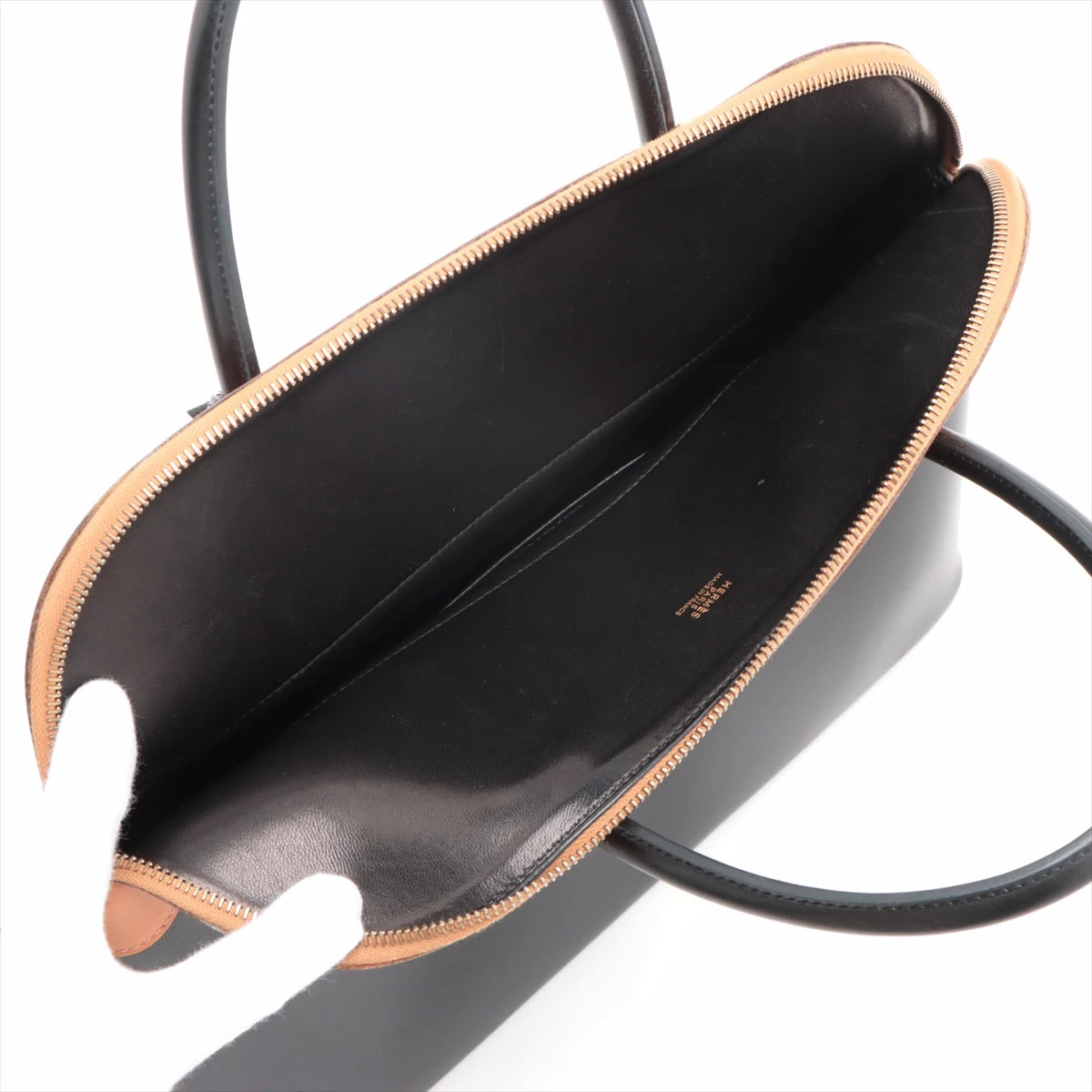 新品同様 エルメス ボリード35 ボックスカーフ/ヴォーシャモニー ブラック/ナチュラル ゴールド金具 □G刻印 ハンドバッグ 0114 HERMES 新品同様 エルメス ボリード35 ボックスカーフ⁄ヴォー