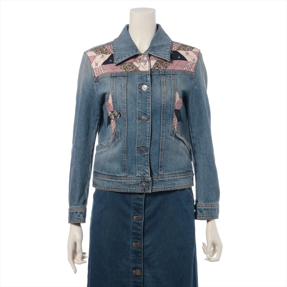 コーチ コットン デニムジャケット 2 レディース ブルー×ピンク