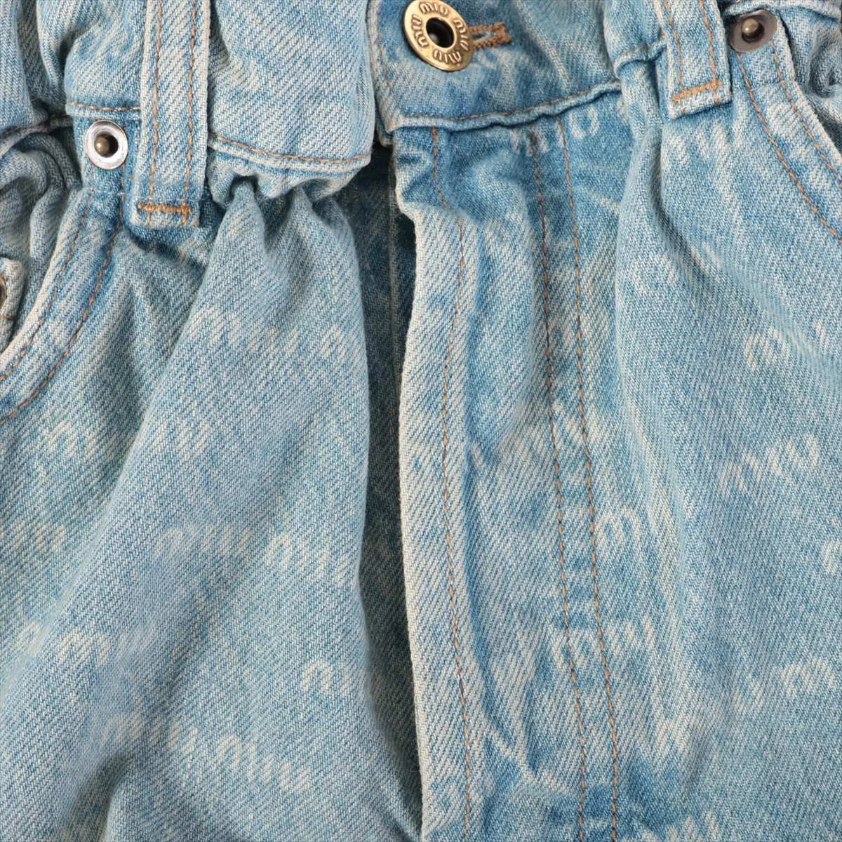 【美品】MIU MIU ショートパンツ デニム サイドライン ボタンフライ 24 美品】MIU MIU ショートパンツ デニム サイドライン ボタンフライ 24