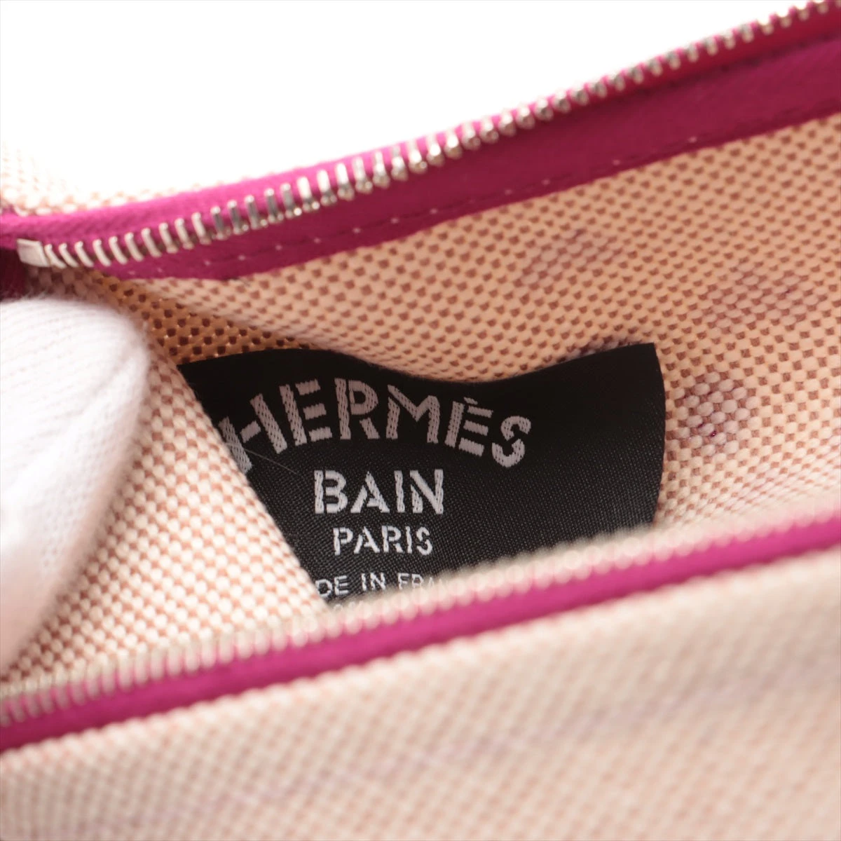 エルメス その他 キャンバス ポーチ ベージュ×パープル シルバー金具  