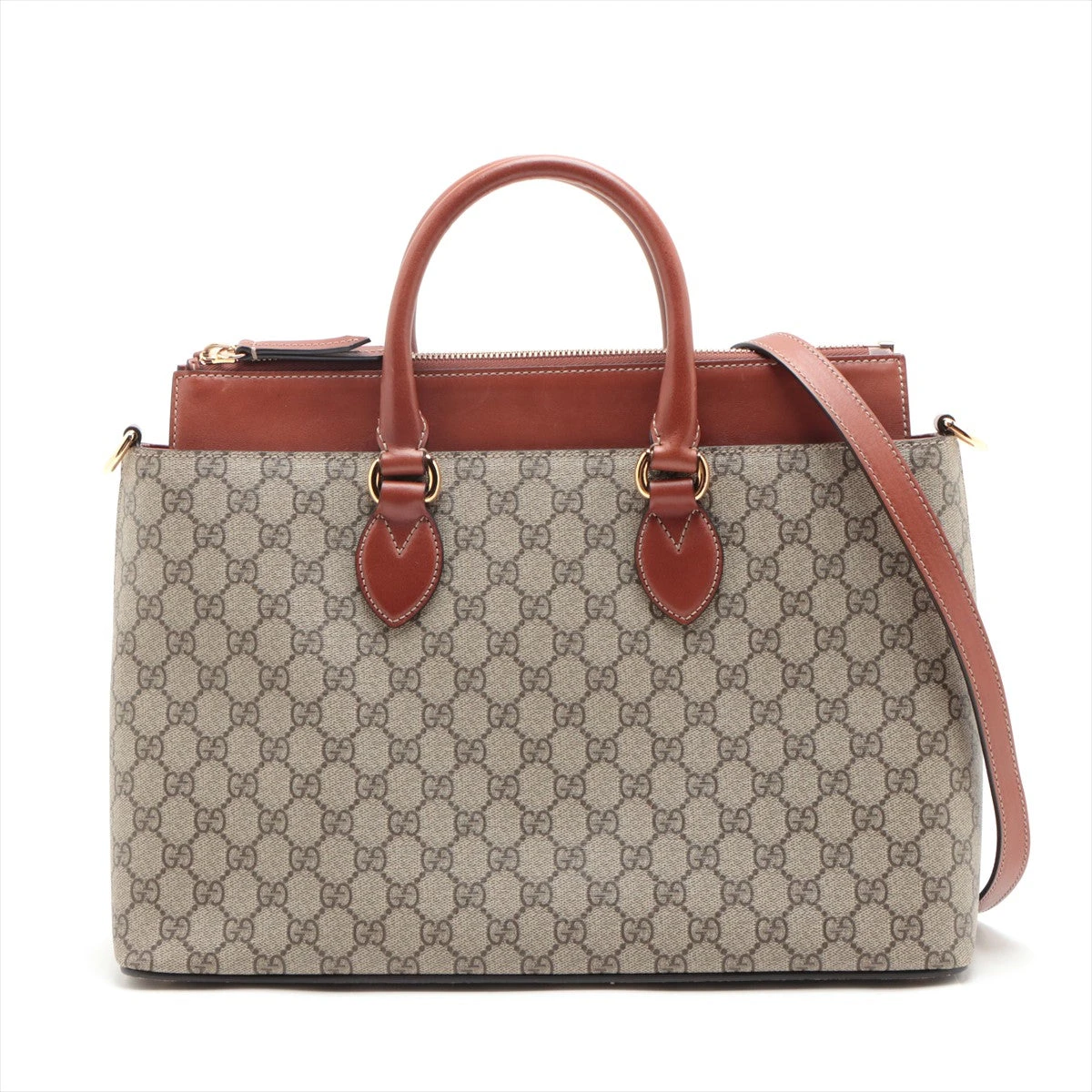 グッチ GUCCI ビジネスバッグ GGスプリーム ブラウン系 グッチ GGスプリーム PVC×レザー 2WAYビジネスバッグ ブラウン
