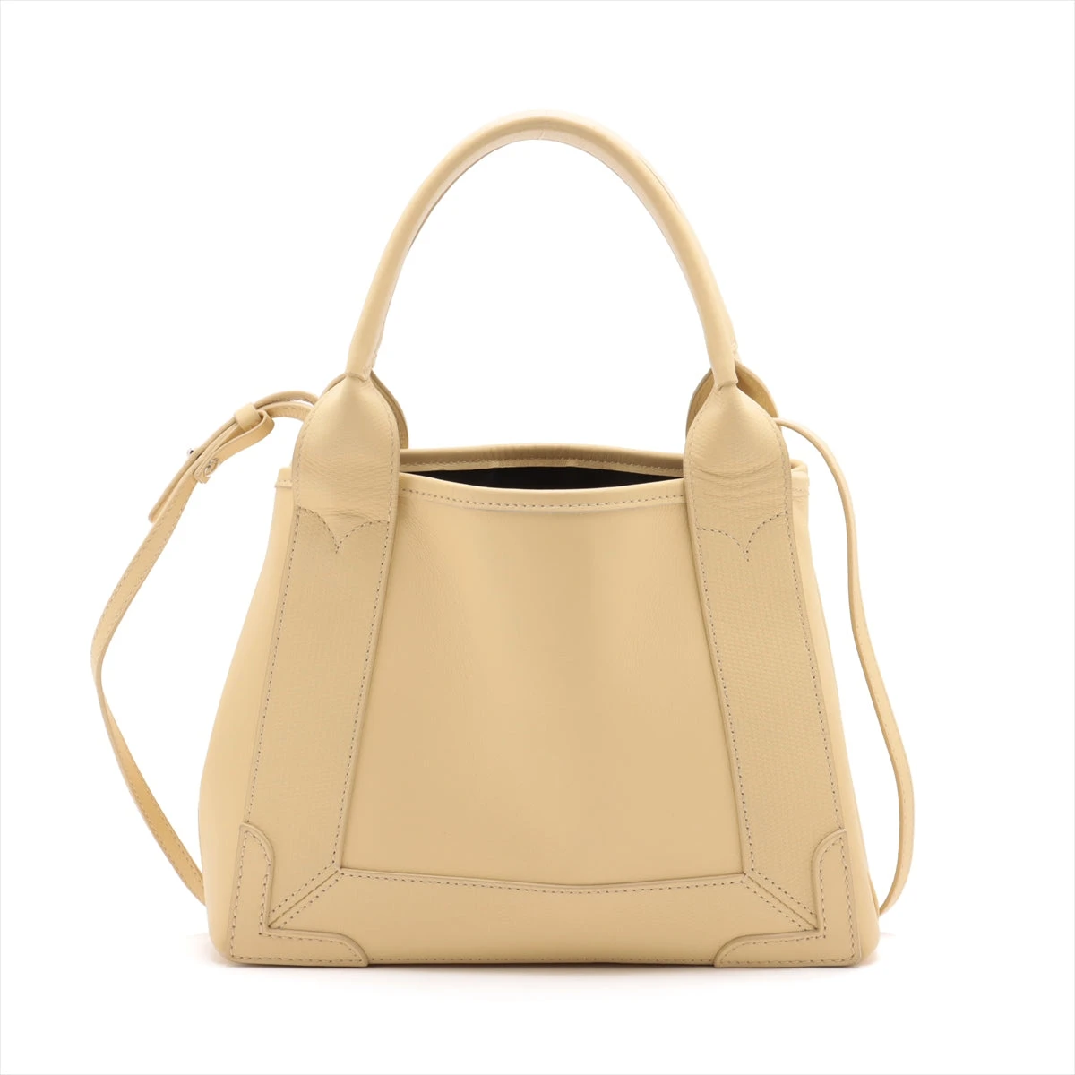 【極美品】BALENCIAGA ネイビーカバス　スモール　イエローハンドバッグ バレンシアガ ネイビーカバスXS レザー 2WAYハンドバッグ