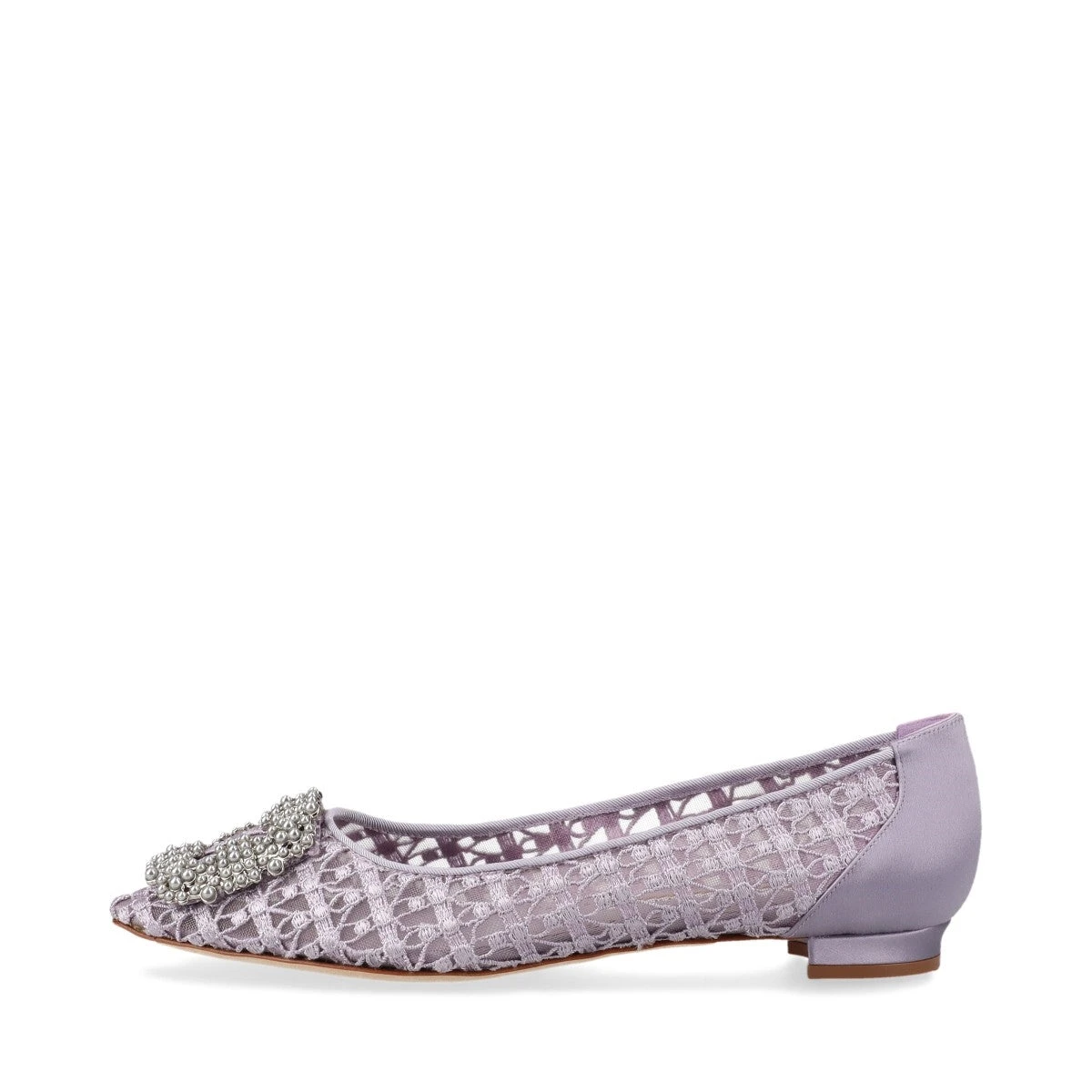 MANOLO BLAHNIK ハンギシ 37.5 フラット サテングレー MANOLO BLAHNIK ハンギシ 37.5 フラット サテングレー