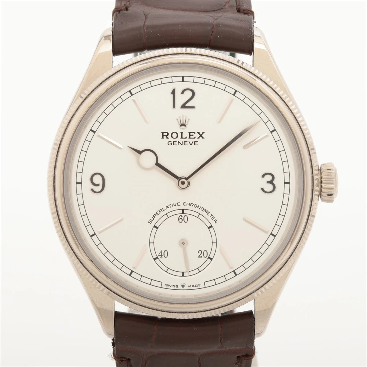 ロレックス 1908 WG×革 AT シルバー文字盤 52509 A3143560｜中古