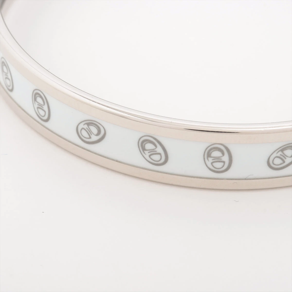 【HERMES】バングルエマイユ　ホワイト×シルバー エルメス エマイユPM バングル メタル×エナメル ホワイト