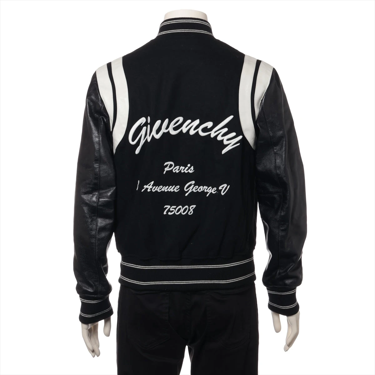 ジバンシィ ウール×レザー ボンバージャケット 46 メンズ ブラック