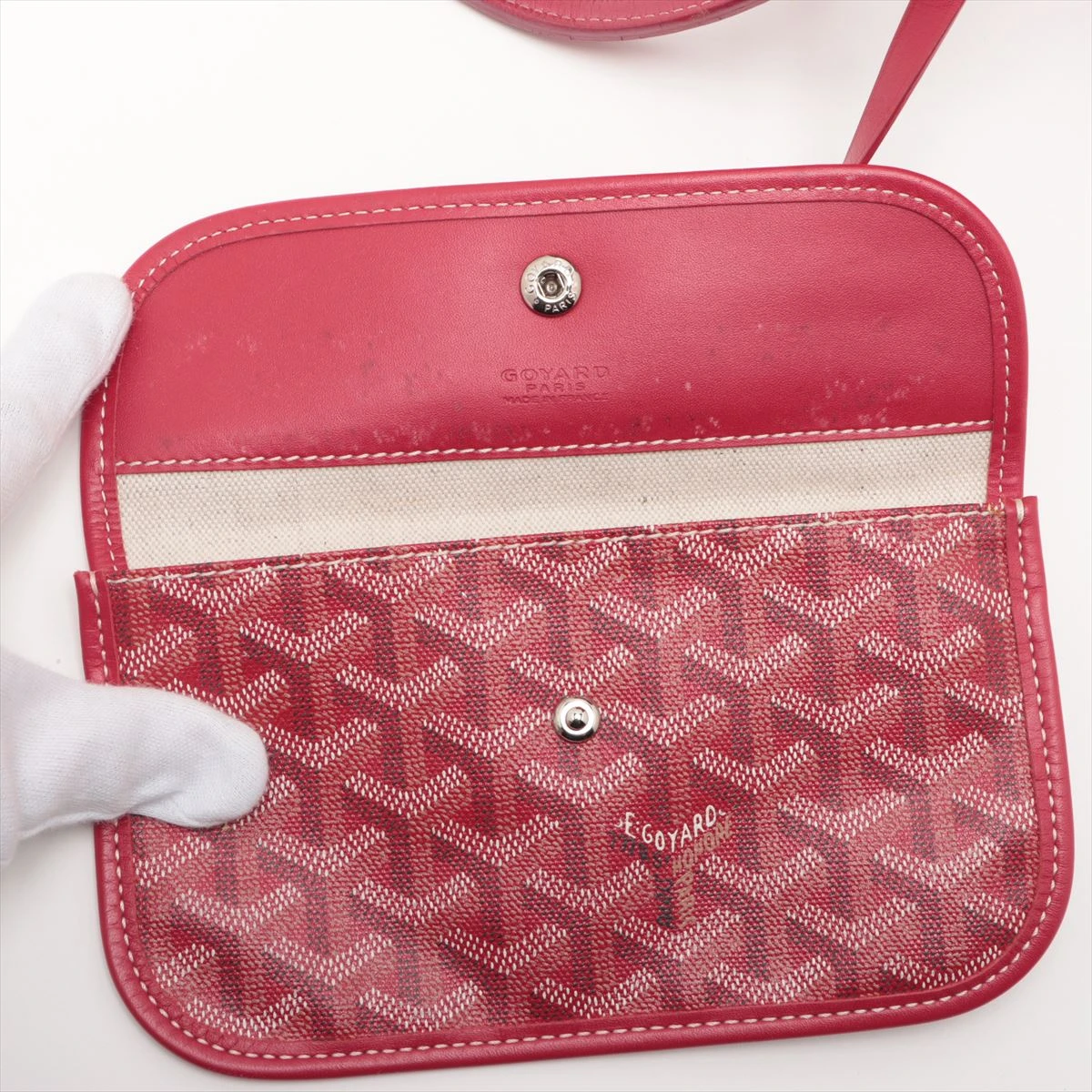 ゴヤール サンルイPM PVC×レザー トートバッグ レッド A3126174