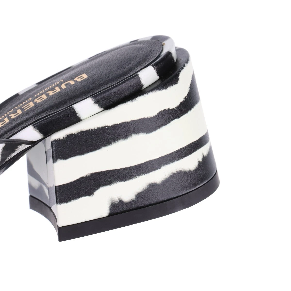 バーバリー レザー サンダル 36 レディース ブラック×ホワイト ゼブラ  