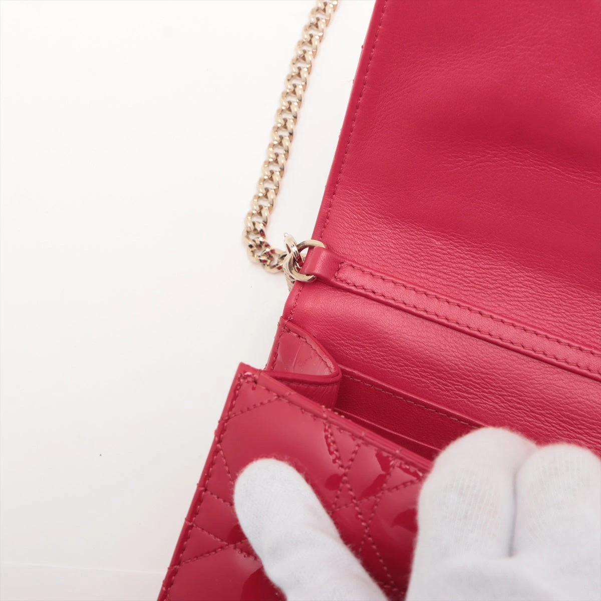 Dior ニューロック　ショルダーバッグ　保存袋あり　カナージュ　パテント Christian Dior クリスチャン ディオール カナージュ ニュー