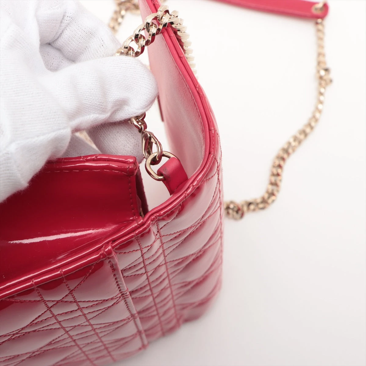 Dior ニューロック　ショルダーバッグ　保存袋あり　カナージュ　パテント Christian Dior クリスチャン ディオール カナージュ ニュー