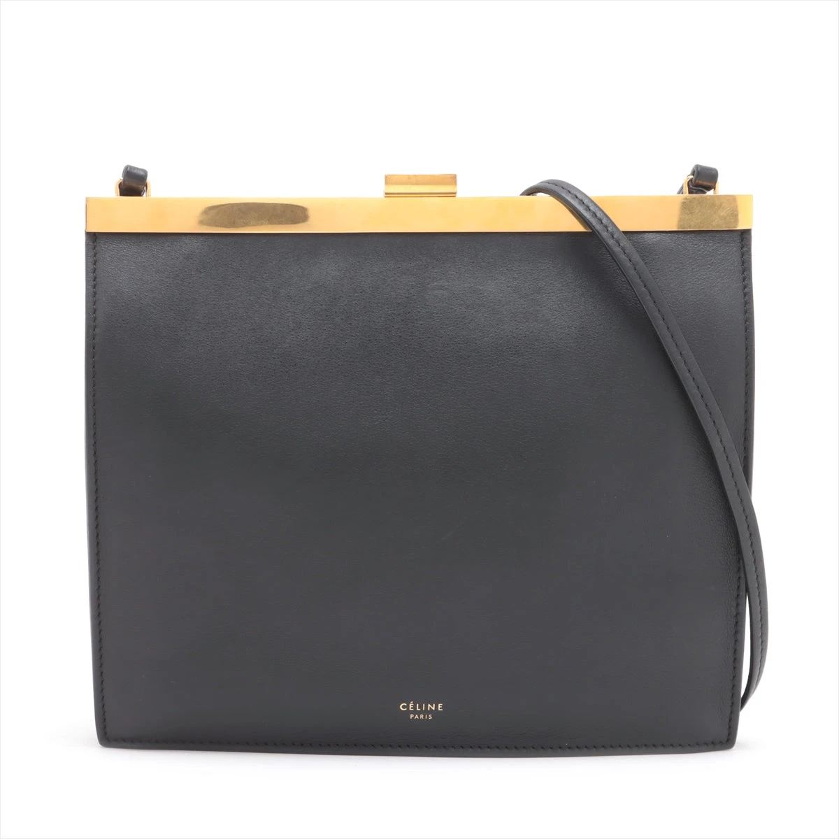 セリーヌ クラスプミニ レザー ショルダーバッグ ブラック A3128938