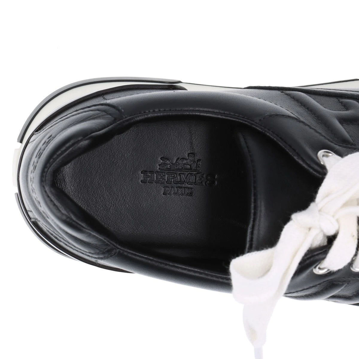 HERMES　エルメス　黒色レザー　スニーカー　36 1/2 エルメス トレイル レザー スニーカー 36 1/2 レディース