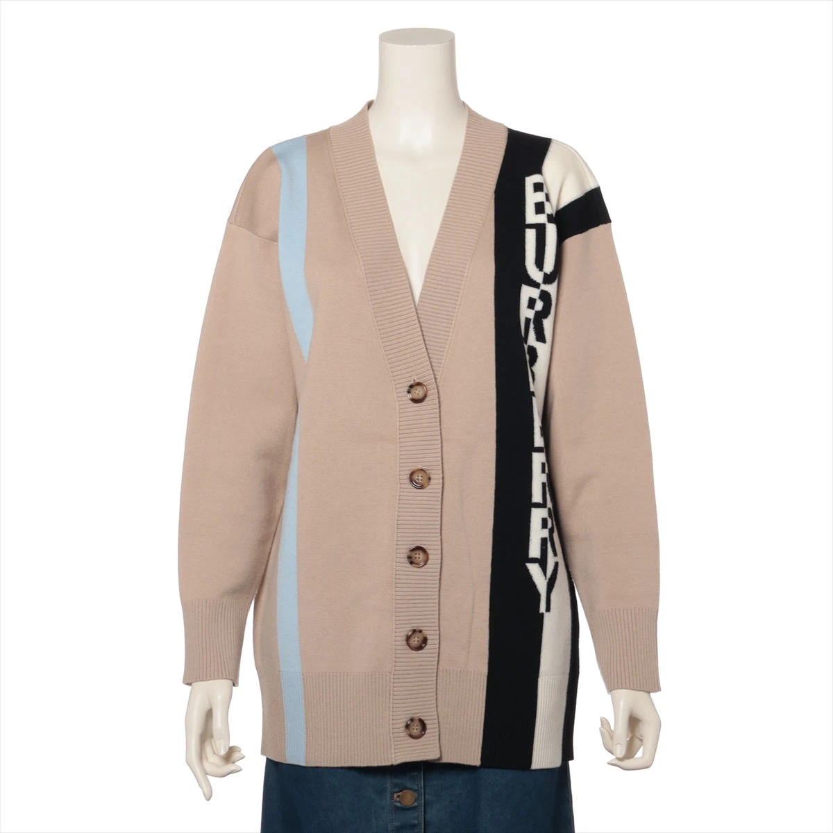 バーバリー ティッシ期 ウール×ナイロン カーディガン XS